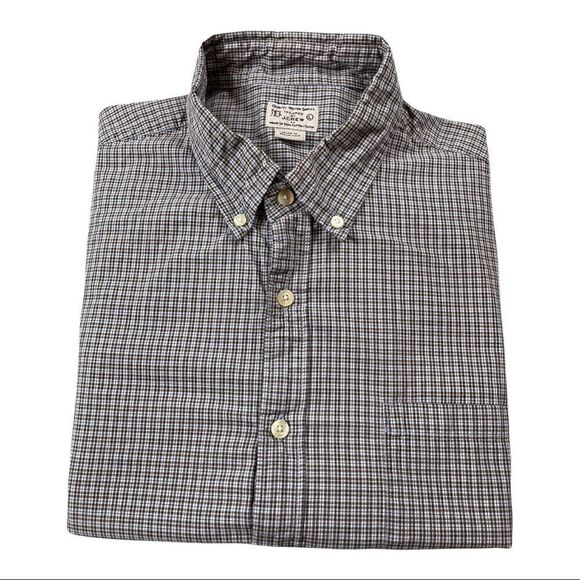 J. Crew Shirt Mens Large Size L‎ Brown Blue Plaid Long Sleeve Button Down - Picture 4 of 7